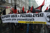 "People before profits! Enough of workers' rights violation!" 
